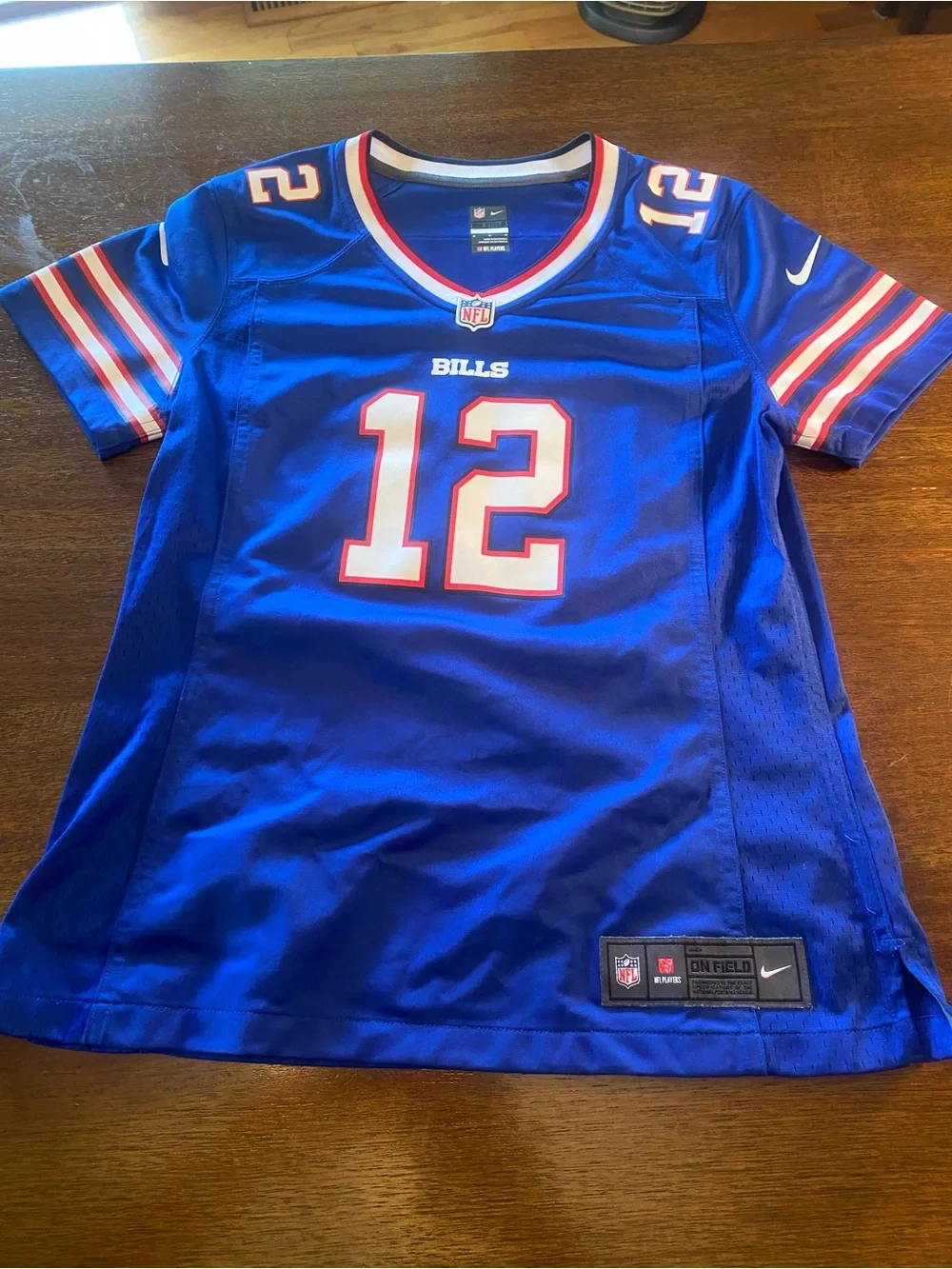 Nike Jim Kelly #12 Buffalo Bills NFL Football Jersey On Field youth Medium EUC
